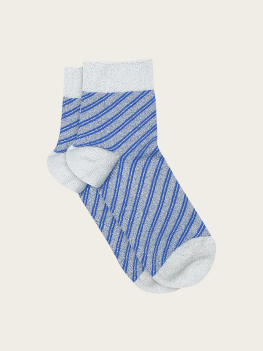 ELISA GLITTER SHORT SOCKS, NAUTICAL BLUE