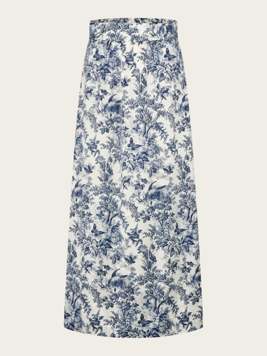 CELINA SKIRT WITH BELT, ROYAL GARDEN INK