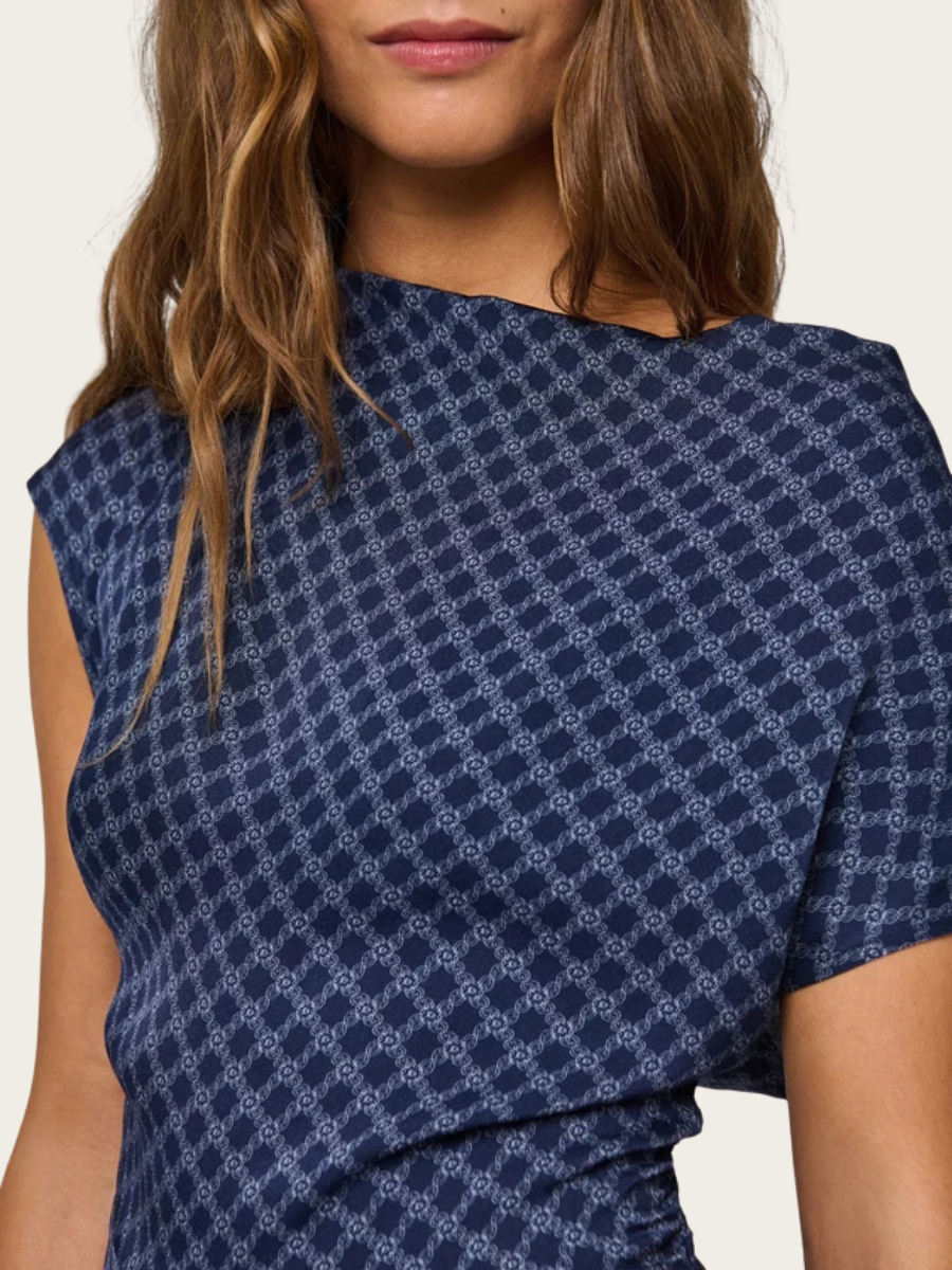 VIRGINIA DRESS W/DRAPING, KUDIBAL MIDNIGHT