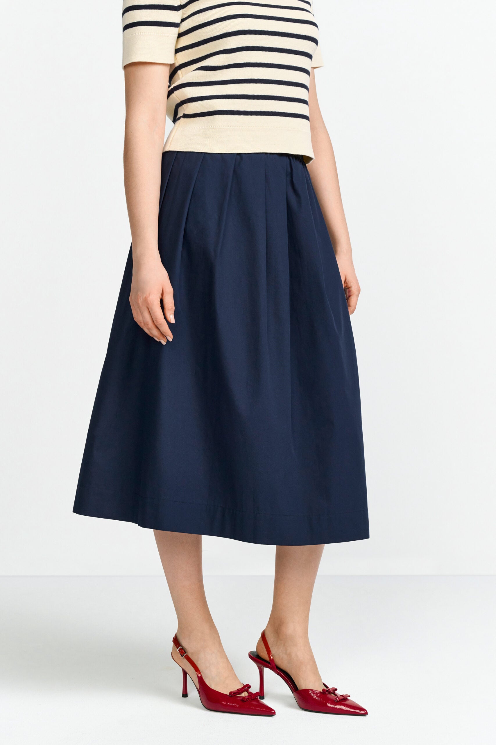 Cotton Midi Skirt, Midnight Blue