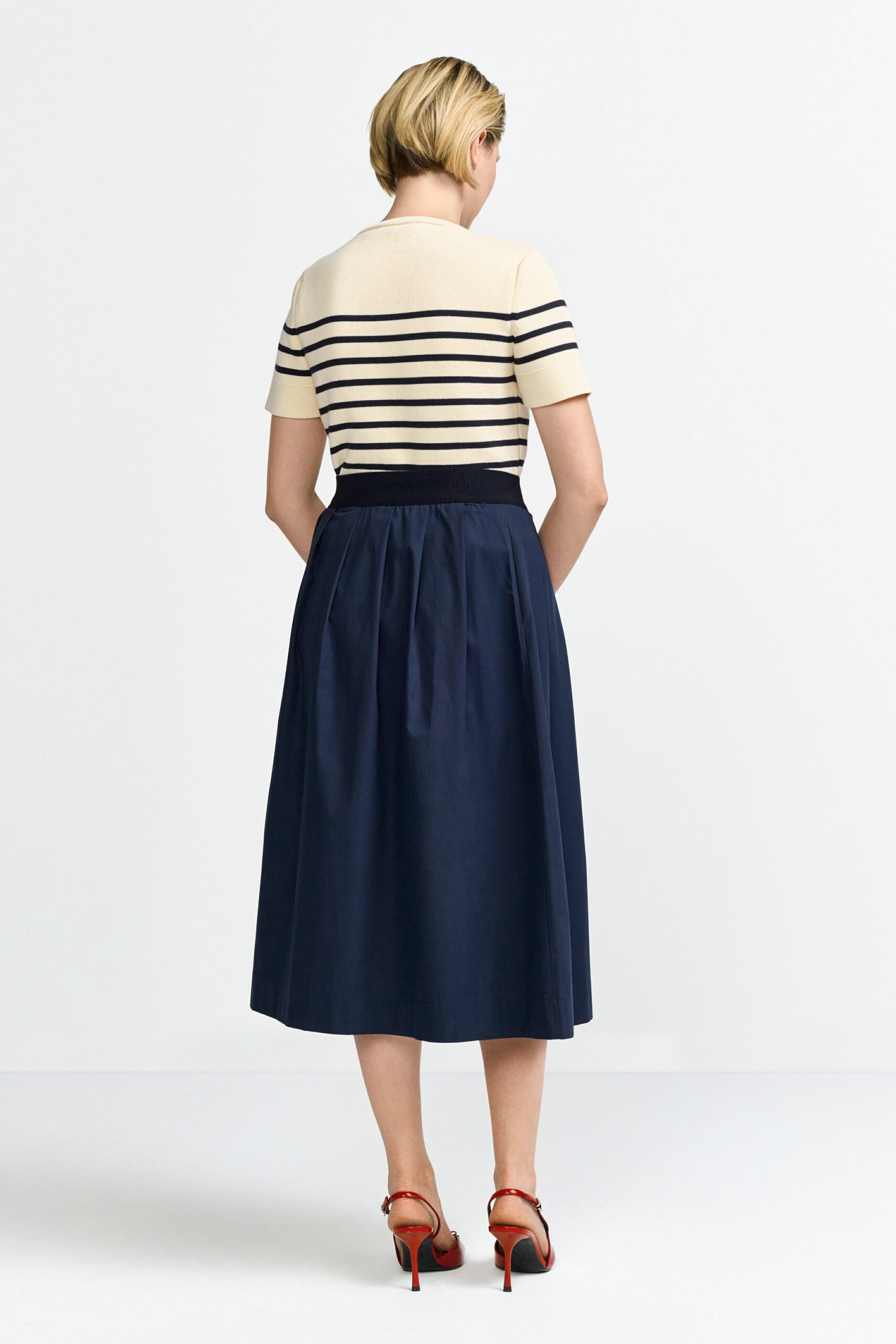 Cotton Midi Skirt, Midnight Blue