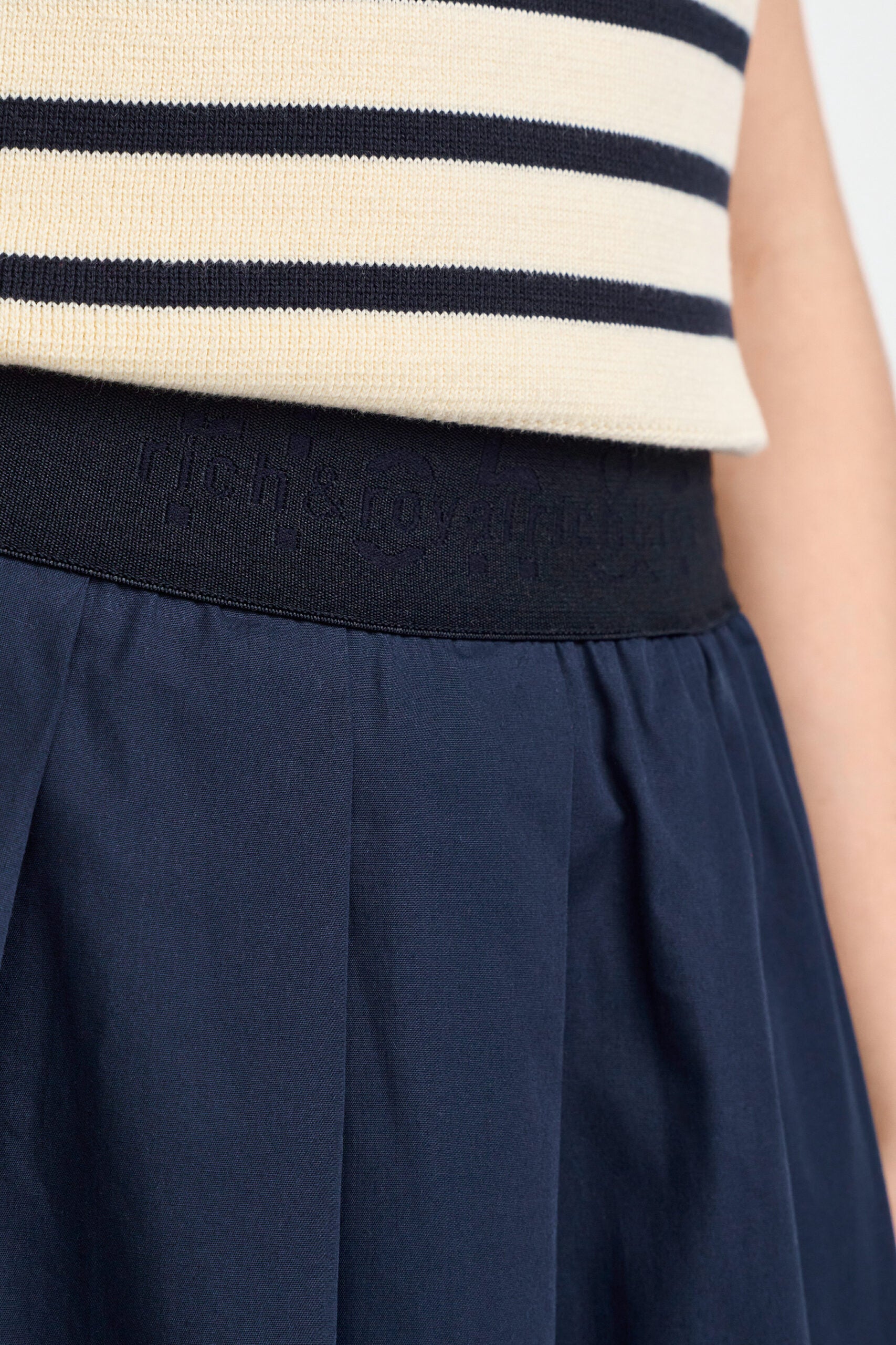 Cotton Midi Skirt, Midnight Blue