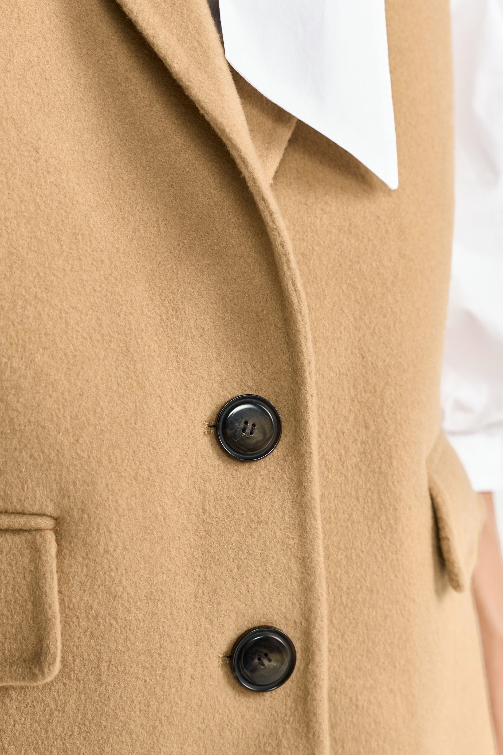 Long Double Face Waistcoat, Caffee Latte