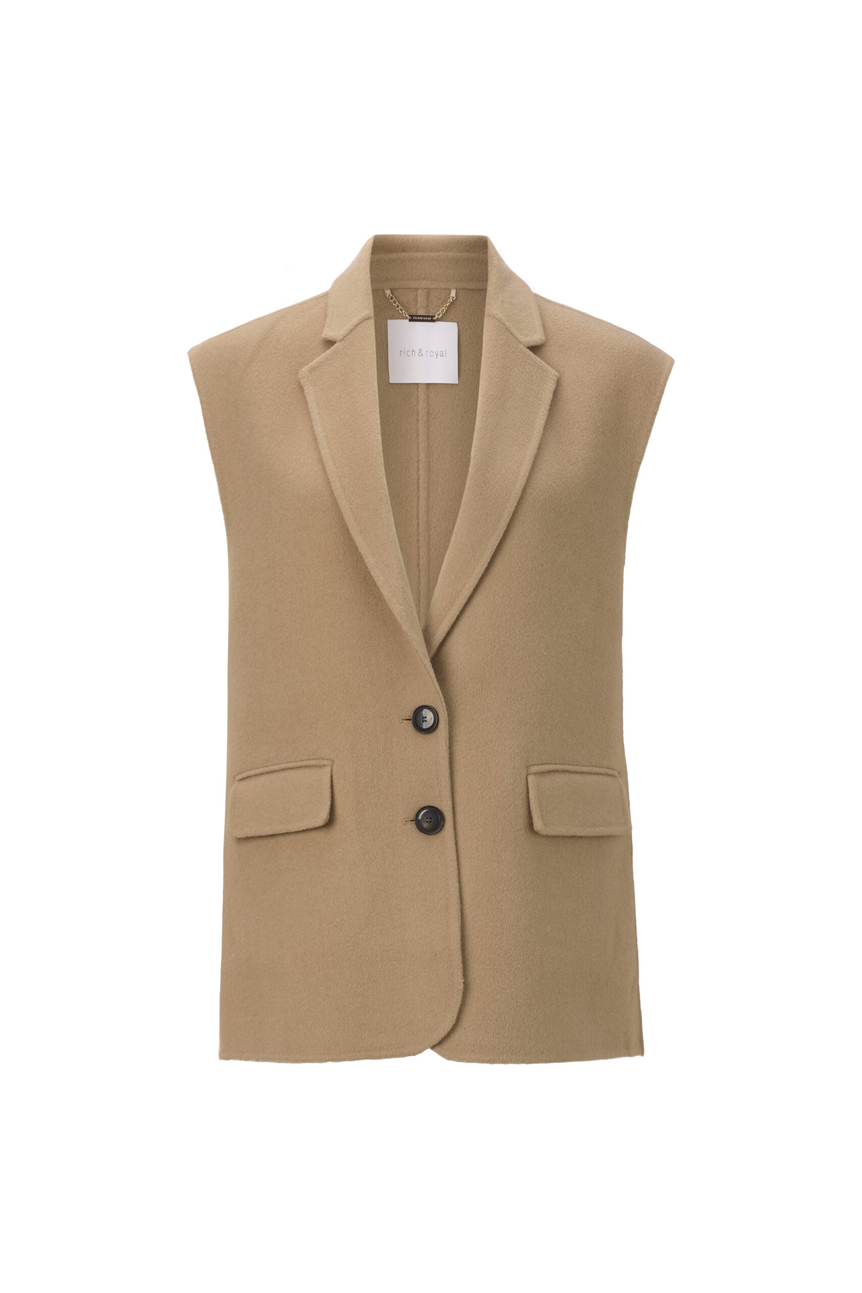 Long Double Face Waistcoat, Caffee Latte