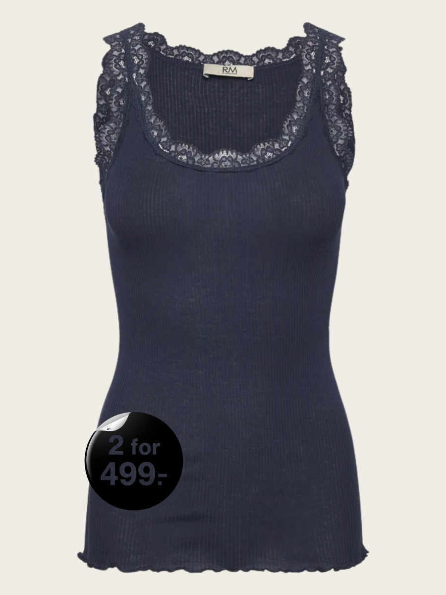BALTA MODAL SL LACE U-NECK TOP, NAVY