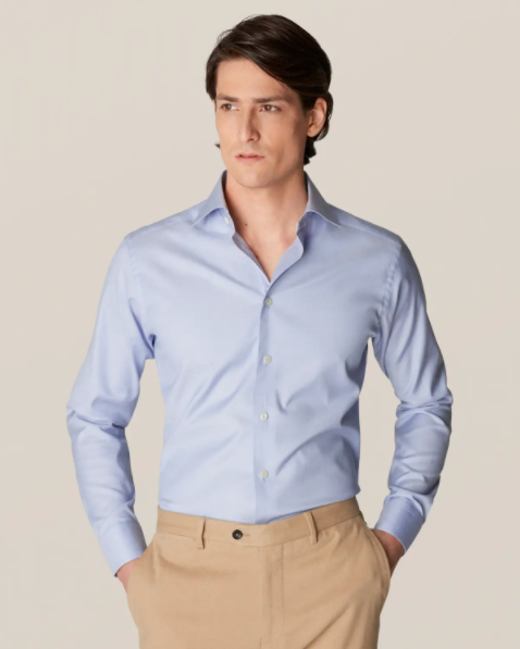 Light Blue Cotton–Lyocell Stretch Shirt