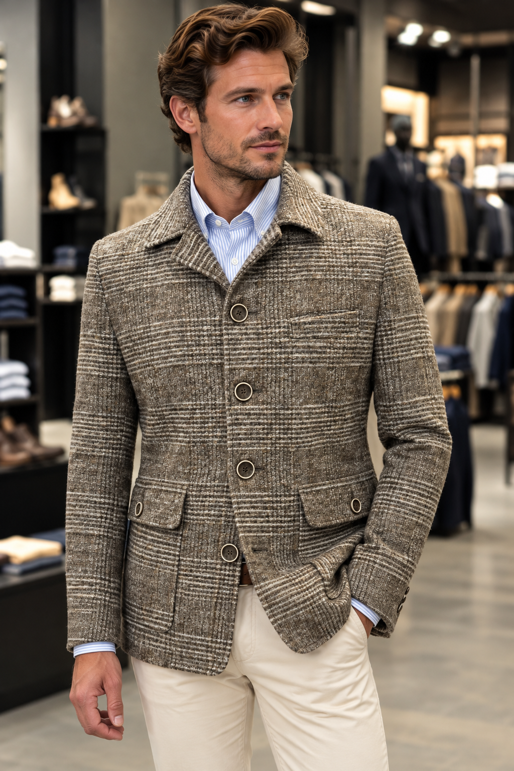 LEOPOLD G SAKKO BLAZER, DARK BEIGE