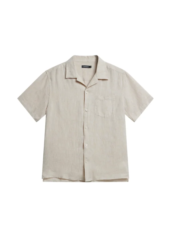 Elio Linen Melange Shirt, Safari Beige