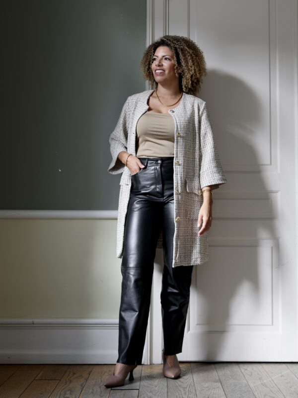 Leather Pants w/ Straight Legs, Black