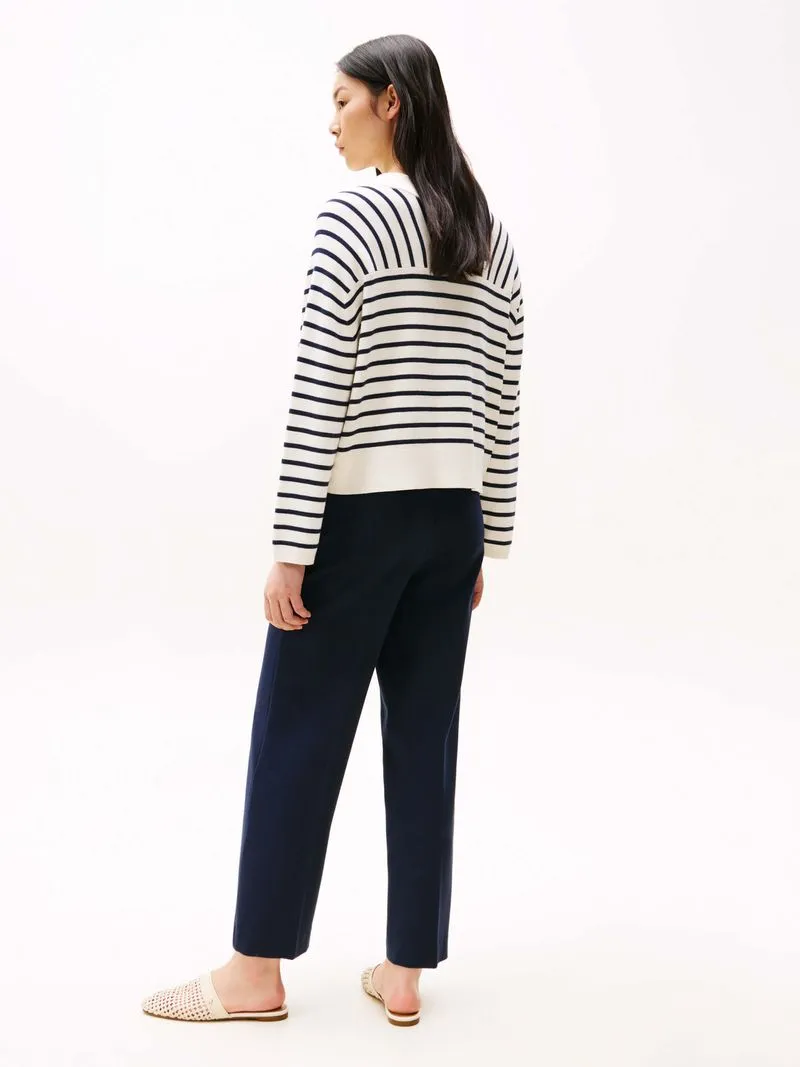 Mini STP CO V-NK LS SWT, Ivory Petal/Dark Navy Stp - Billede 4