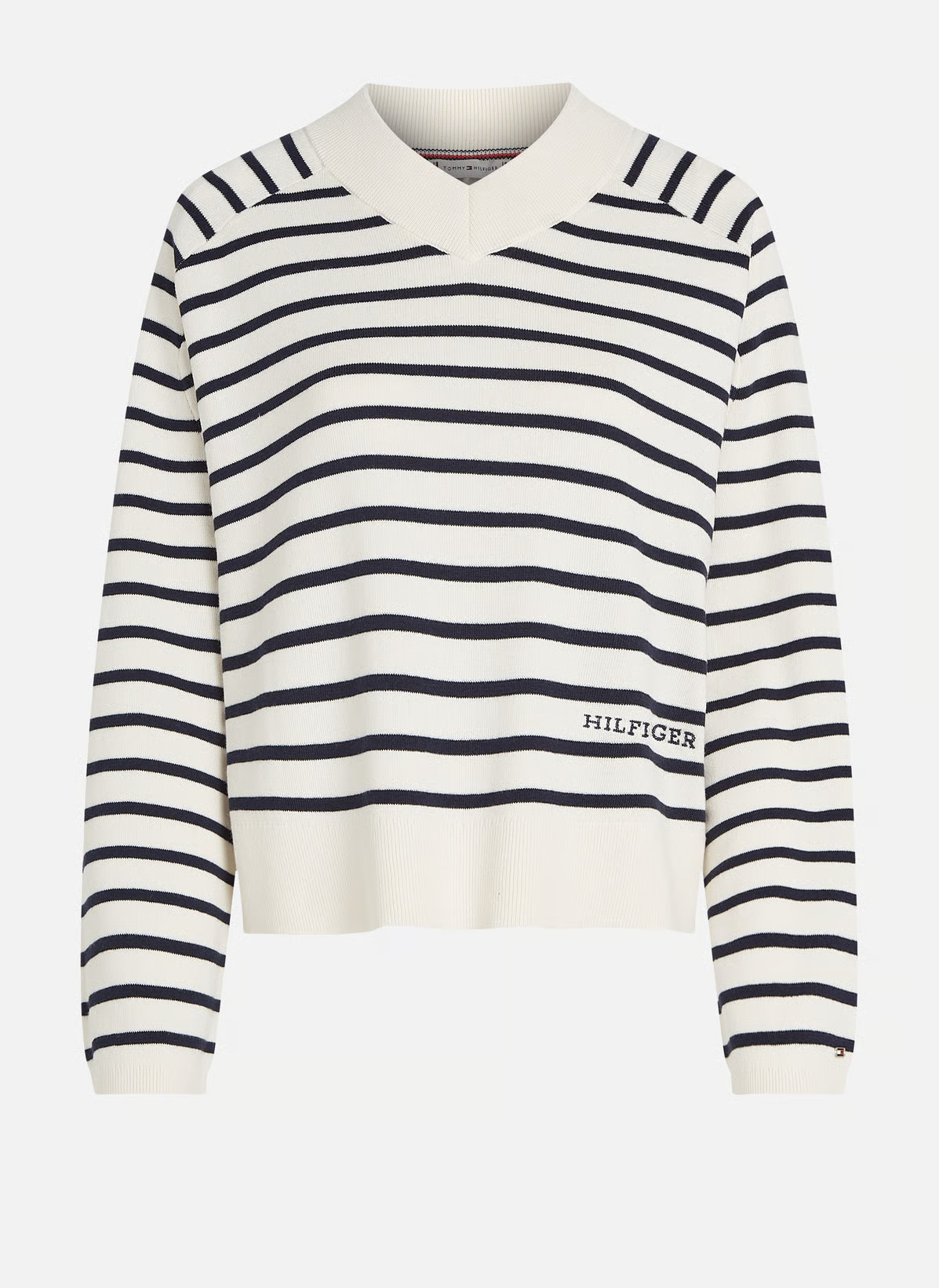 Mini STP CO V-NK LS SWT, Ivory Petal/Dark Navy Stp