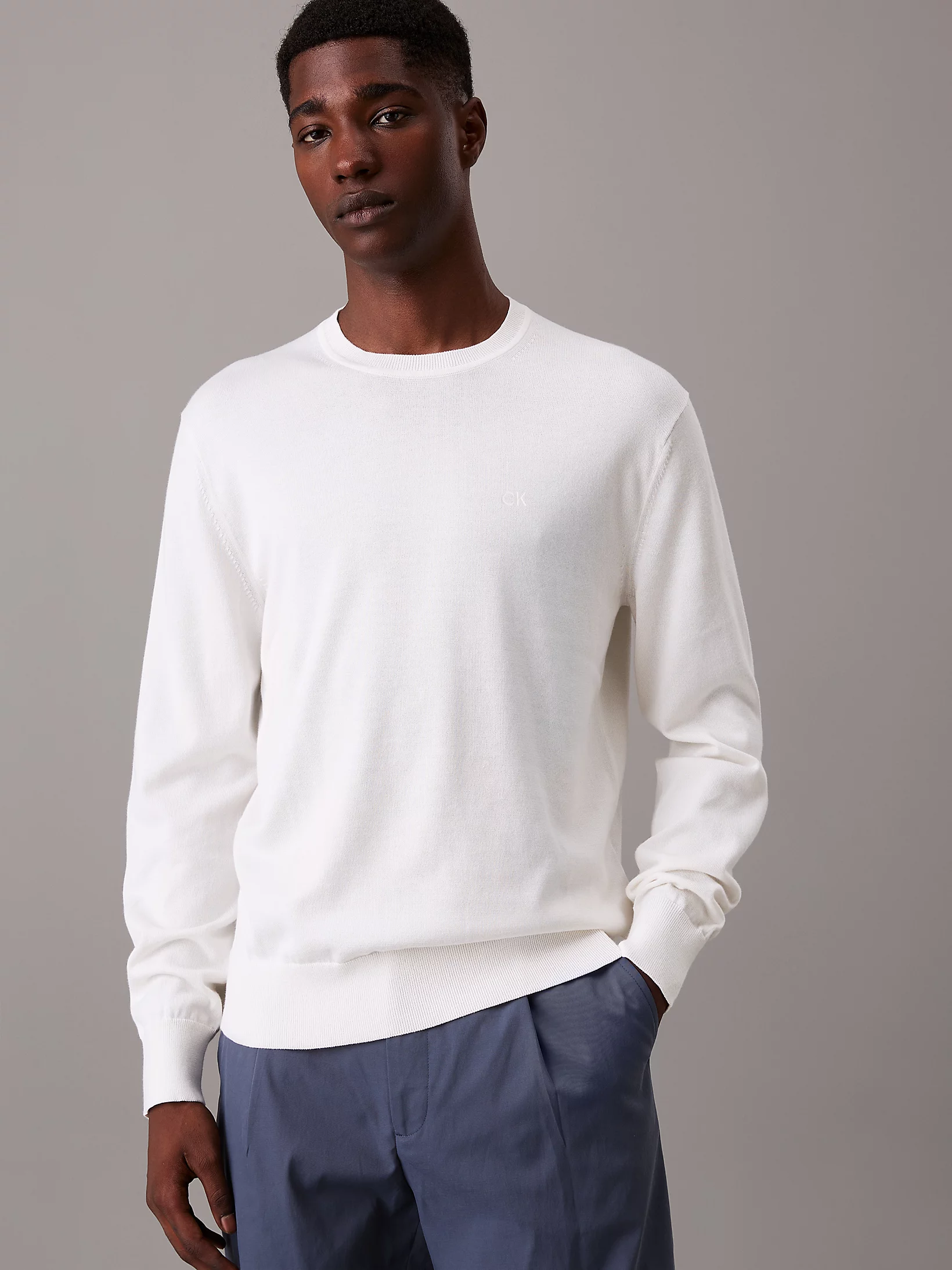 LS Supima Cotton Crewnk Sweater, Tofu