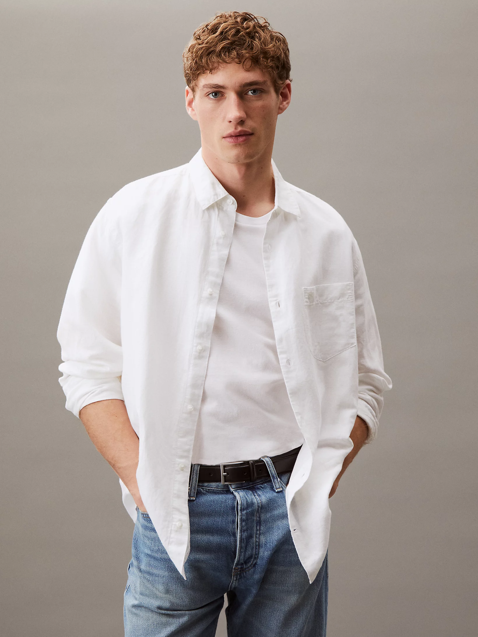 Linen Cotton Regular LS Shirt, Brilliant White