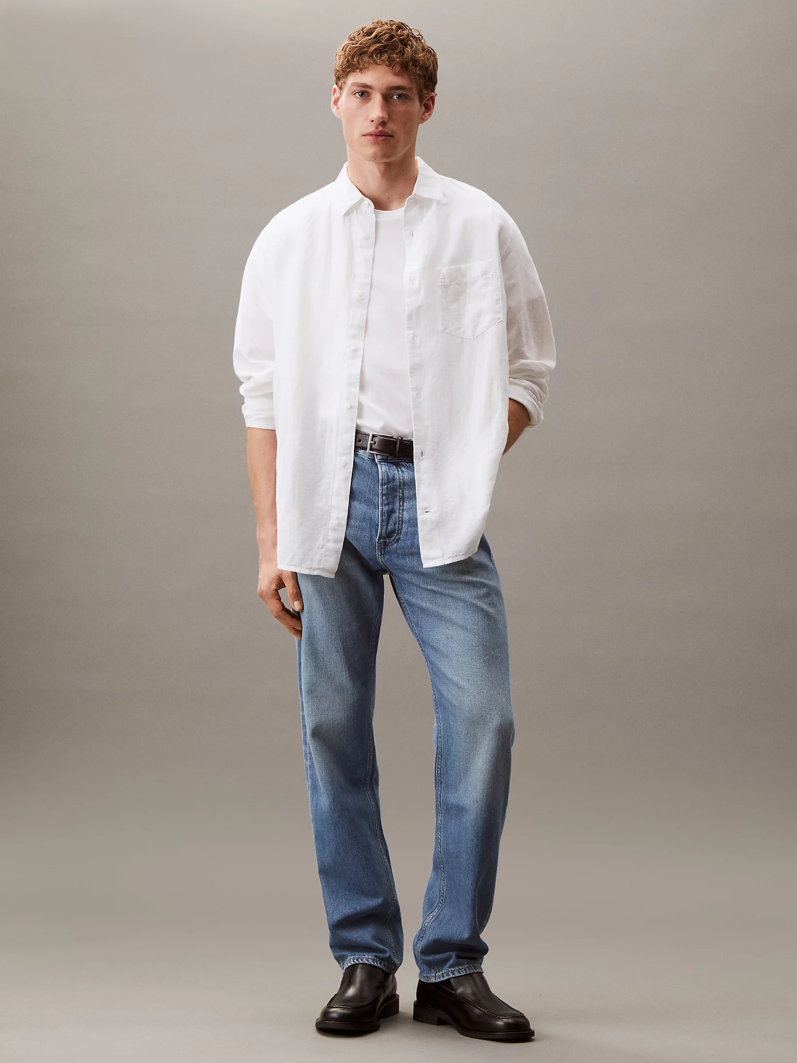 Linen Cotton Regular LS Shirt, Brilliant White - Billede 4