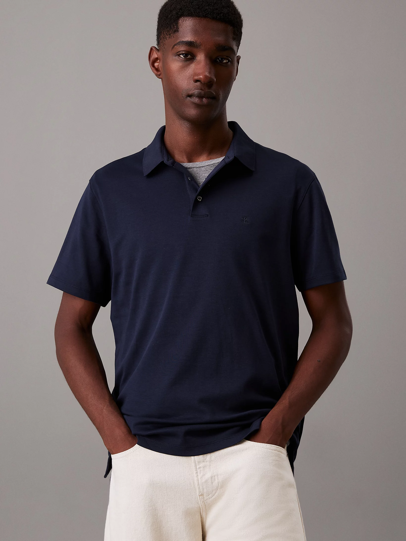 SS Supima Chest Emb Polo, Dark Sapphire