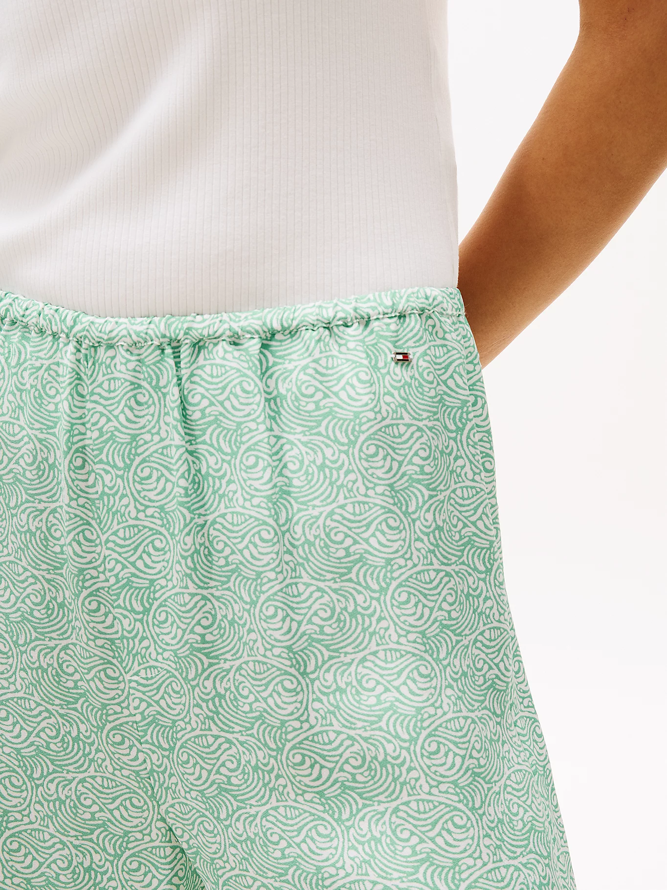 Sateen Pull On Pants, Illustrated Wave/Fort green - Billede 5