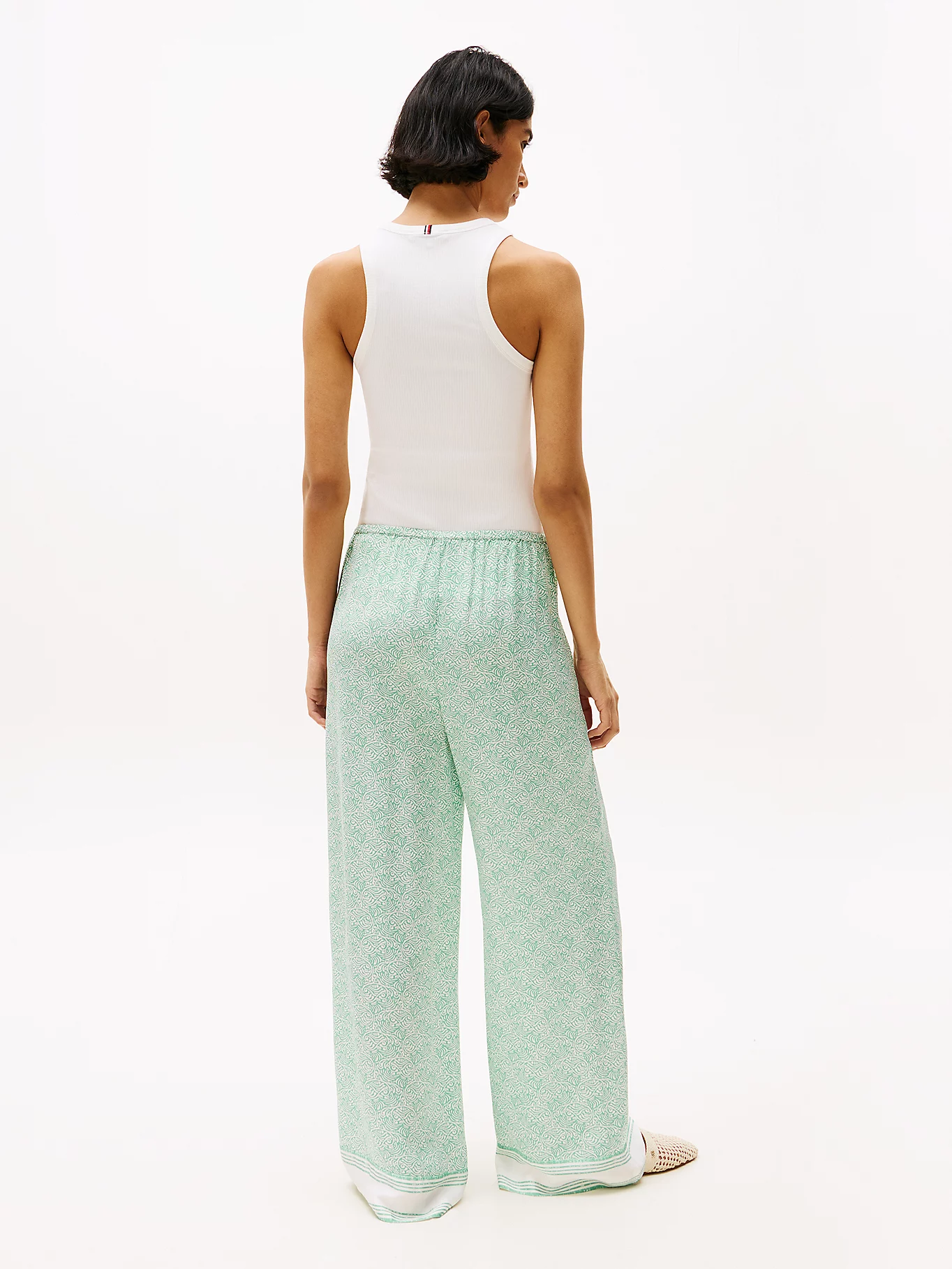 Sateen Pull On Pants, Illustrated Wave/Fort green - Billede 6