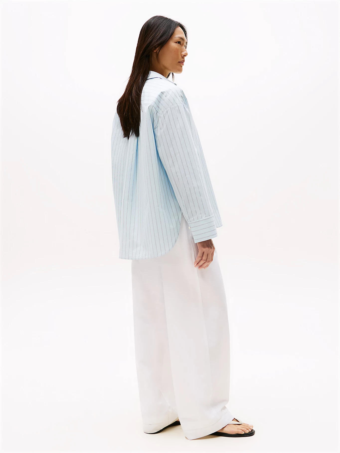 ESS Poplin New Easy Shirt, Textured Thin Stp/Breezy Blue - Billede 5