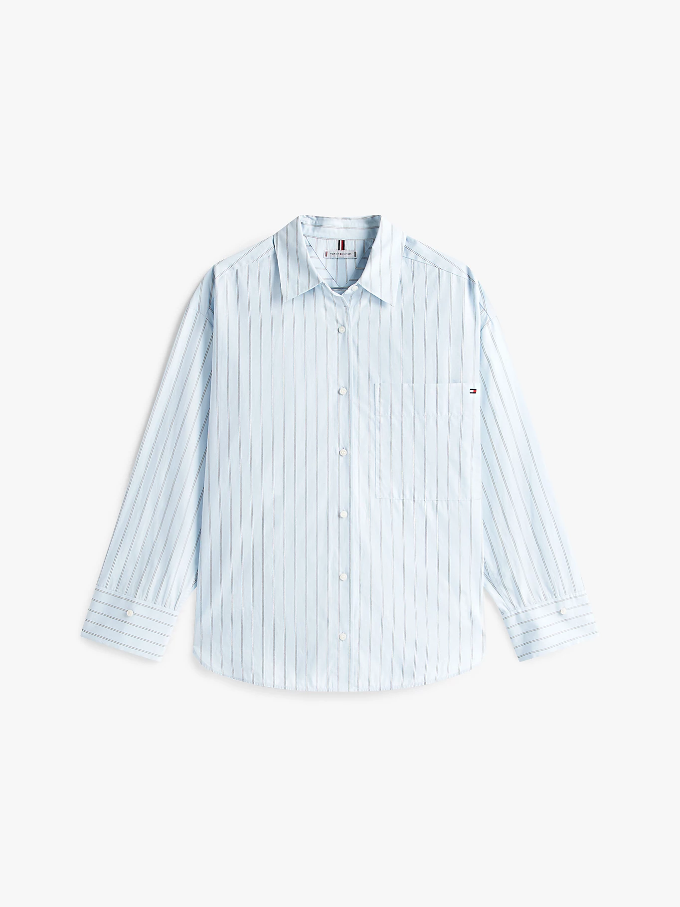 ESS Poplin New Easy Shirt, Textured Thin Stp/Breezy Blue