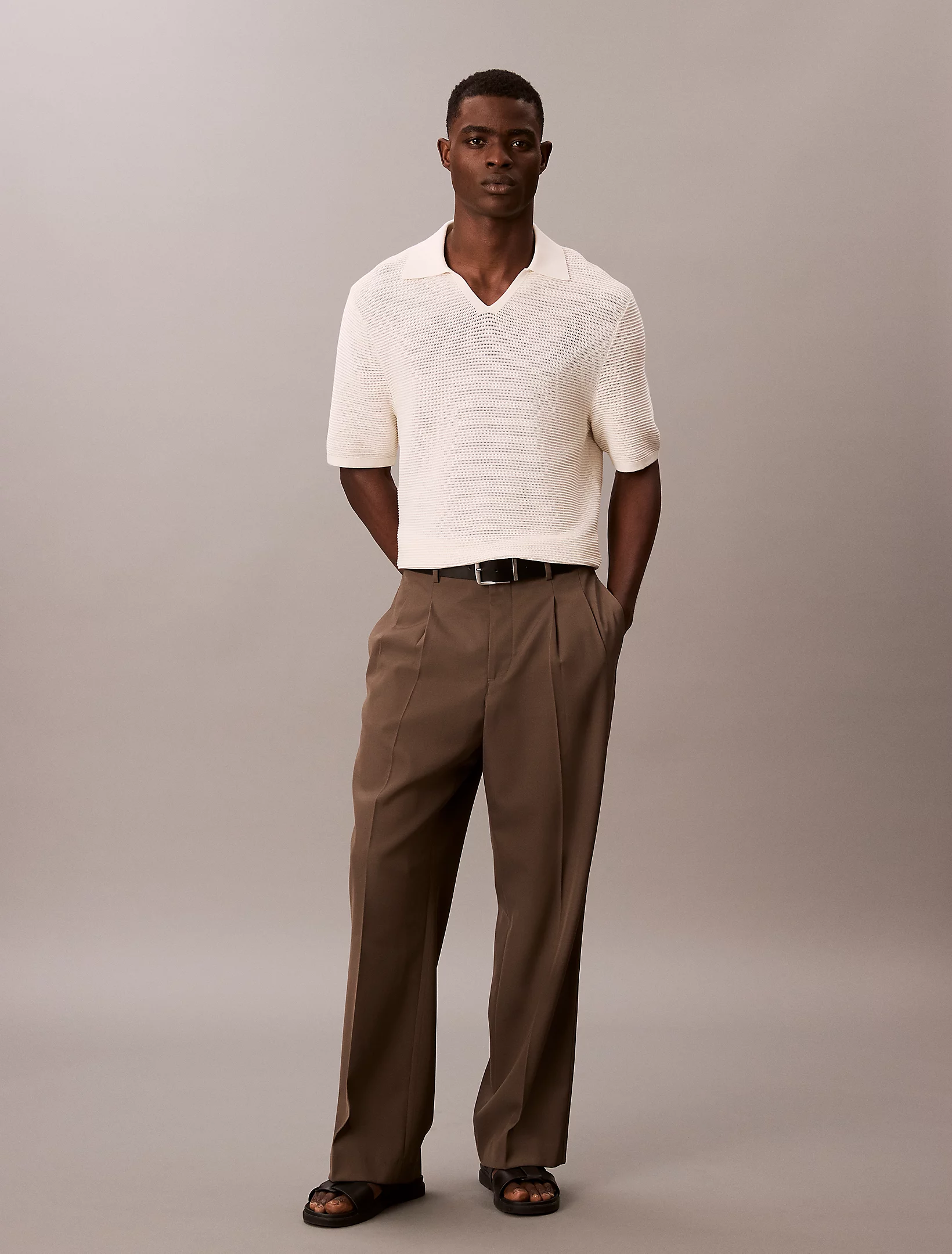 SS SNOWY TECH KNIT JOHNNY COLLAR, Tofu - Billede 2