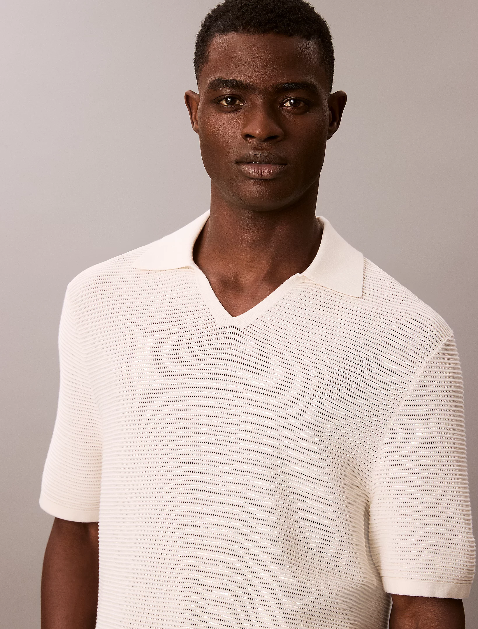 SS SNOWY TECH KNIT JOHNNY COLLAR, Tofu - Billede 6