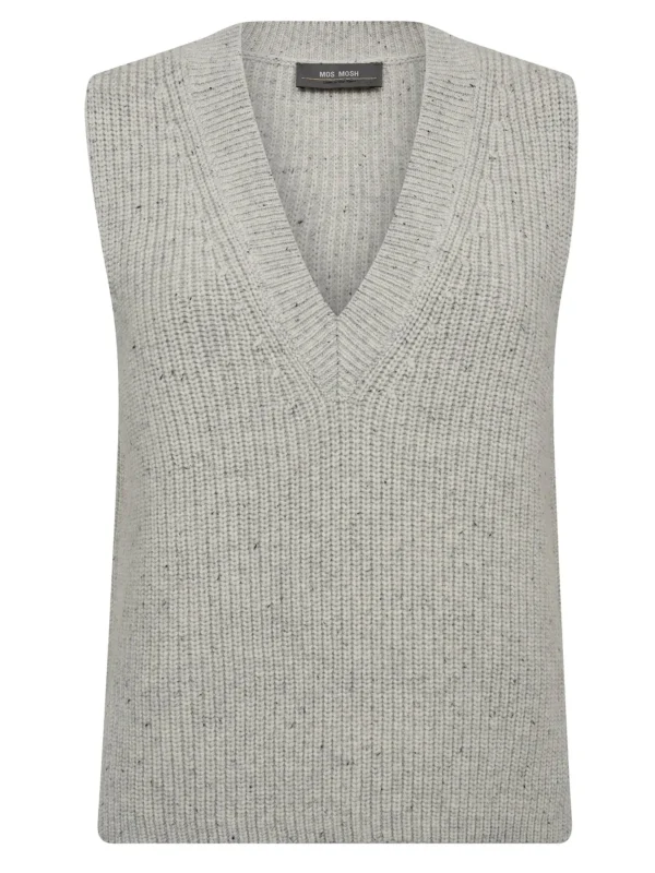 MMZhara Thyra Knit Vest, Light Grey Melange