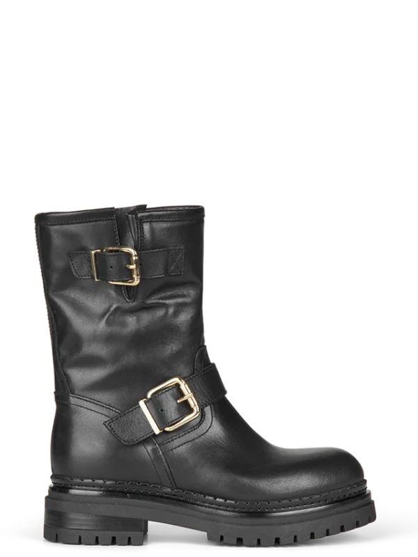 2 Gold Buckle Boot, Black