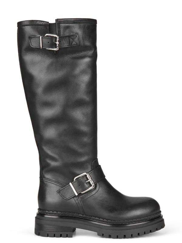 Long 2 Buckle Boot, Black