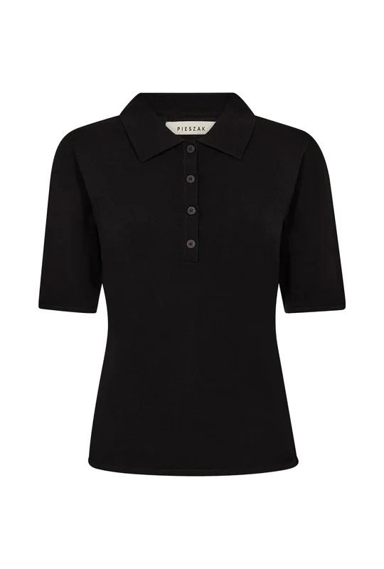 Vigga SS Polo Knit, Black